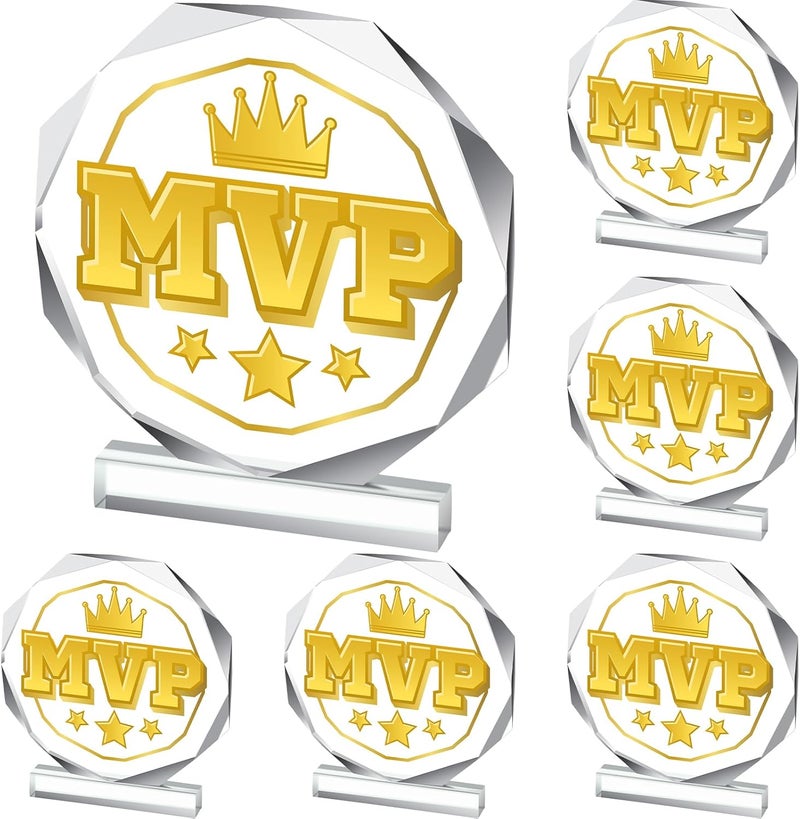 Anglechic 6 Pack Sports Trophy Acrylic Award Medals 4.72 x 4.72 Inch Sports Contest Trophies Bulk Plaques Team Prize Gift Trophies for Competition - Image 1